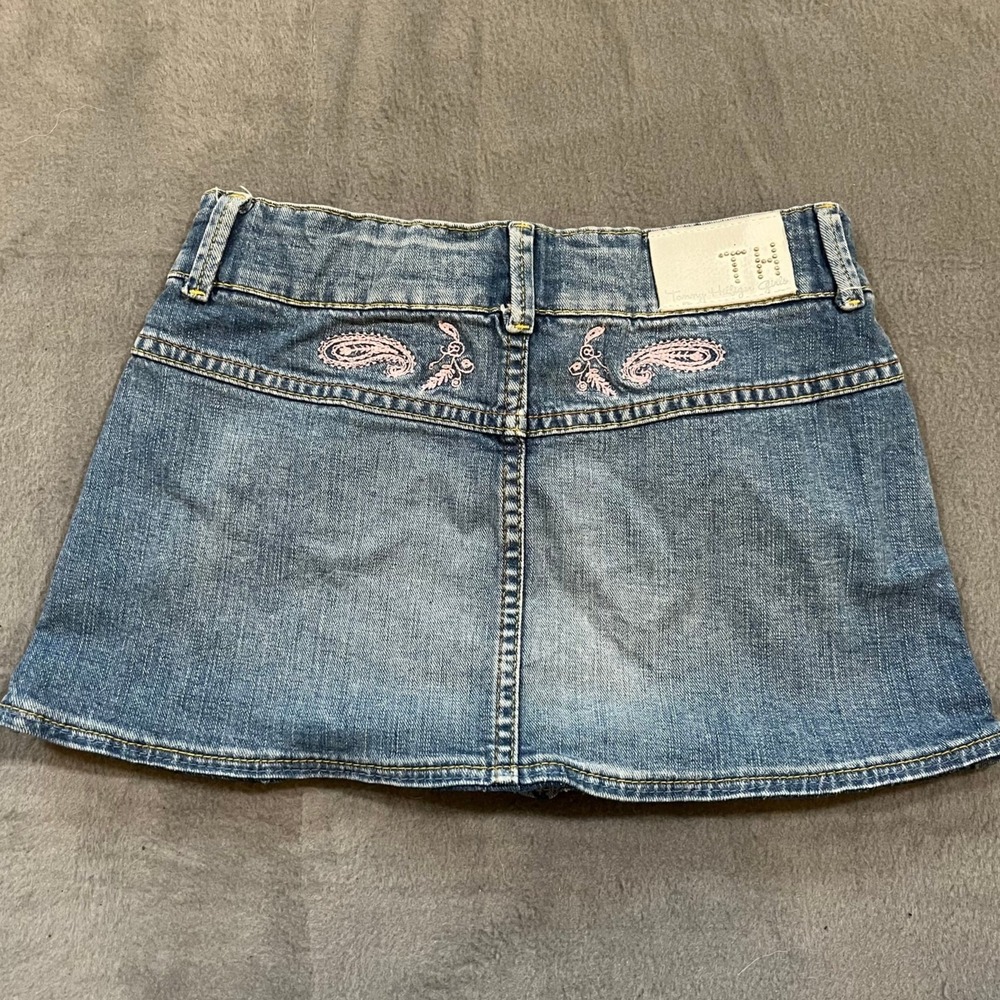 Tommy‎ Hilfiger Girls Denim Skirt Size 10 Pink Paisley Embellished Mini Western